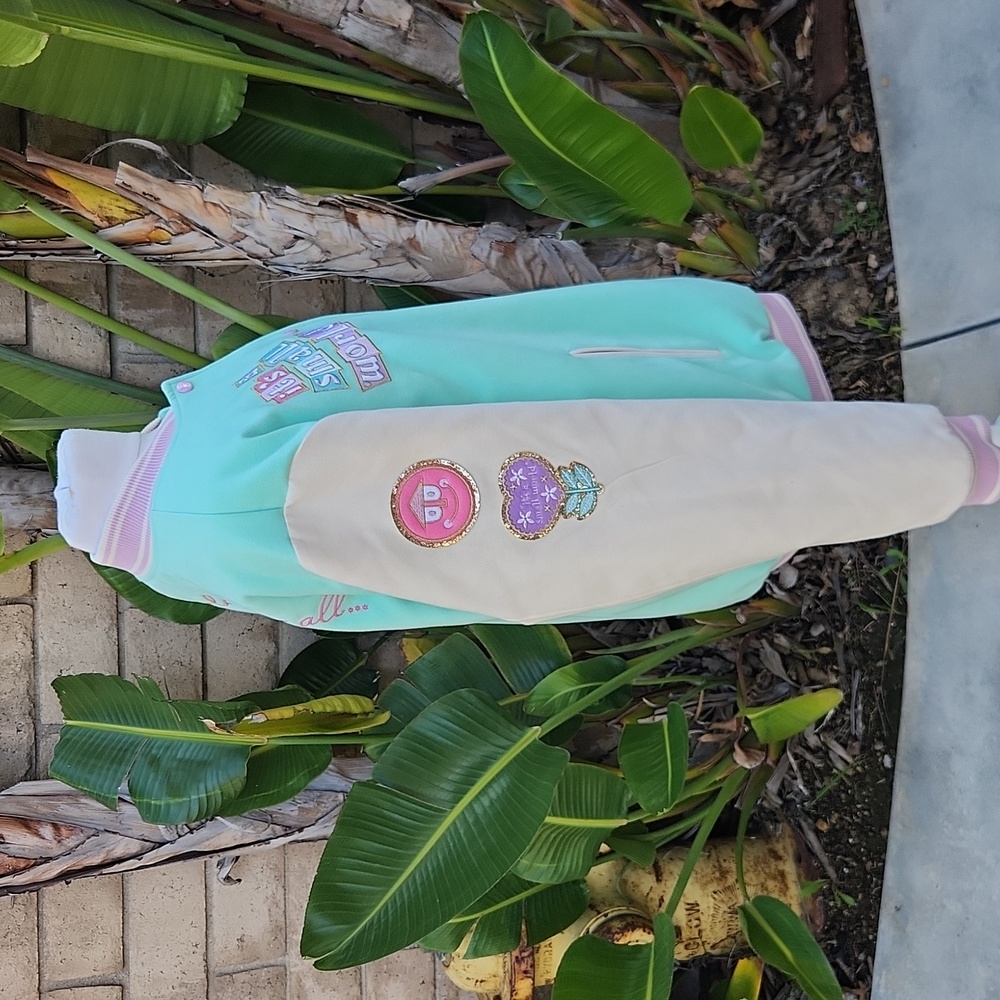Stoney Clover Lane Mint Green & Cream Bomber Jacket - Picture 2 of 10
